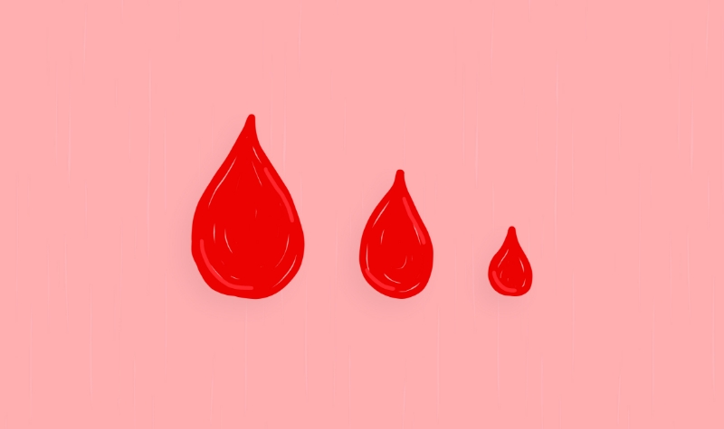 Namalowane krople krwi - koncept obfitości miesiączki | Hemorigen femina